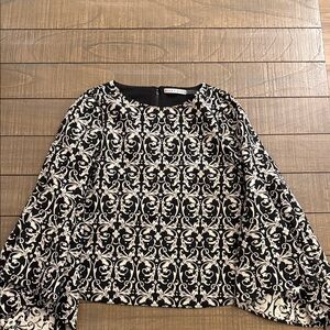 Alice + Olivia Elegant Black and Cream Blouse